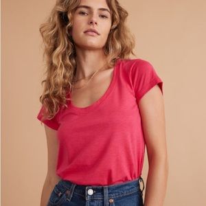 Marine layer Classic Scoop Neck Tee in Bright Rose